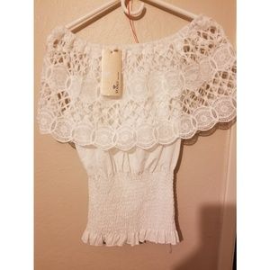 Off the shoulder blouse.